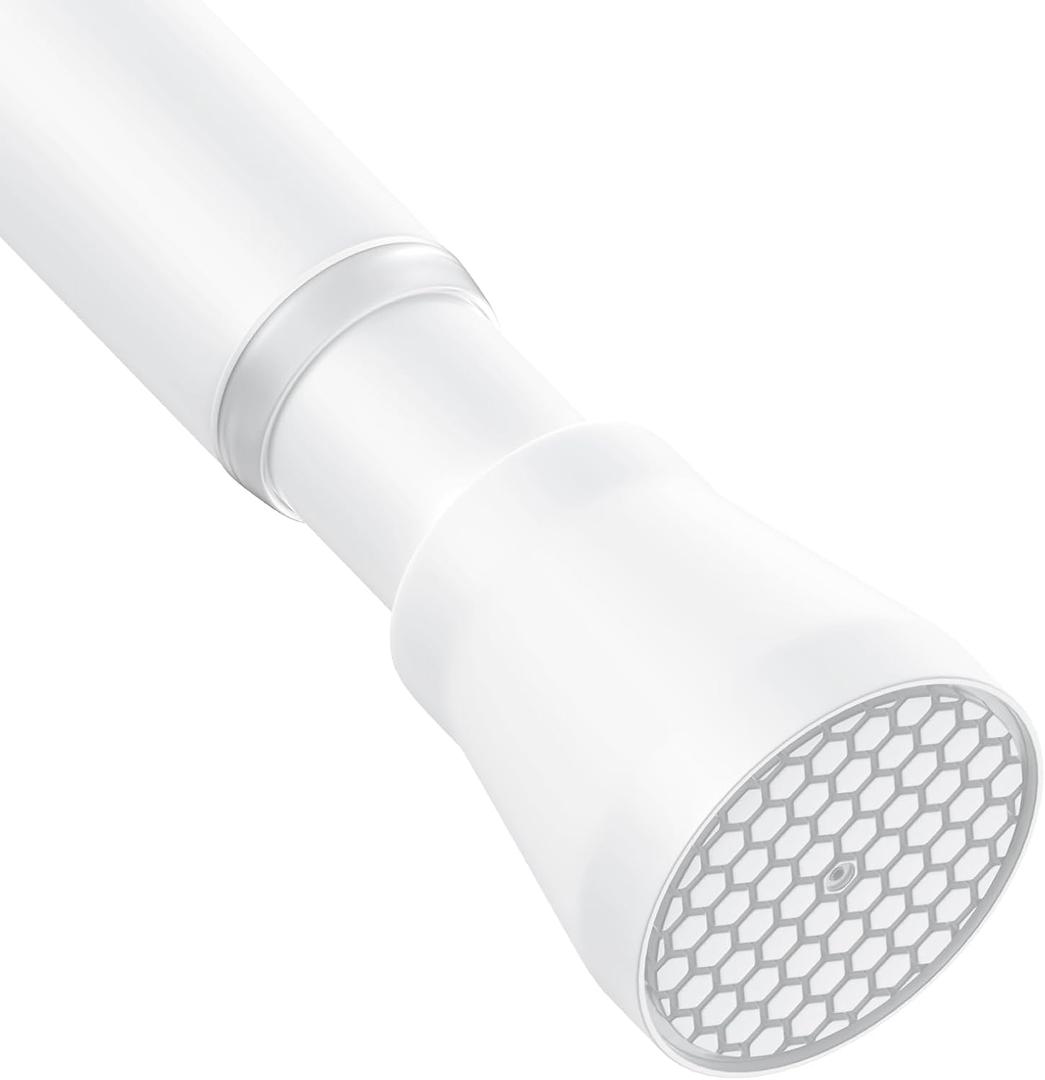 AIZESI White Tension Curtain Rod 43 to 73 Inch Shower Curtain Rod No Drilling, Never Rust, Adjustable Curtain Rod, Spring Tension Rods for Window, Bathroom, Kitchen, Doorway