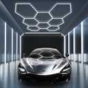 MODERN Hexagon Garage Light: Higher Brightness 38880 Lumens Honeycomb Garage Light, 8 Grid Systems 6500K, Hexagon Garage Grid Lighting for Garage, Gym, Car Detailing Shop etc.