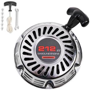 JMCHstore Brilliant Chrome Pull Start Recoil Starter Assembly for Predator 212 Coleman B200R CT200U EX 200cc Mini Bike, KT196 Go Kart Pull Cord Start Honda 6.5HP GX160 196 Hisun Engine Tao Motor