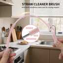 2 x vodvob 2Pcs Premium Silicone Straw Cleaner Brush, 9.84in Extra Long Flexible Straw Cleaning Tool for Glass & Smoothie Straws (Pink, 6mm/9mm) (Double-ended - Light Pink)