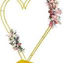 LEALIBAUSS 7FT Metal Double Heart Backdrop Stand Heart Arch Stand for Proposal Wedding Balloon Arches for Ceremony Valentine's Day Birthday Party Decoration (Gold)