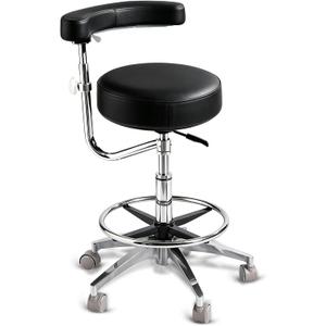 Dental Stool on Wheels,400lbs Assistant Stool with Rolling Base | PU Leather|Adjustable Swivel Armrest|Foot pedal Ring|Silent Castes|Ergonomic Dentist Chair for Hygienists,Medical,Clinic