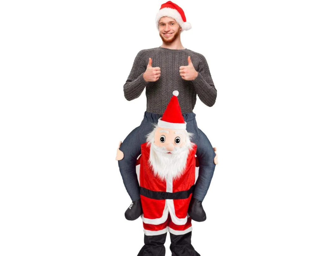 Christmas Santa Claus Costume Shoulder Carry Ride On Me Mascot Costume Fun Dress