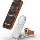 Wireless Charging Station, 3 in 1 Phone Charger Stand, Foldable MagSafe Charger for 17/16/15/14/13/12 Pros Plus, Watch Ultra, Airpods, Magnetic Travel Charging Station with 20w Adapter (White)