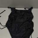 Viottiset Women's Ruched High Cut One Piece Swimsuit Tummy Control Bathing Suit Monokini (X-Large, Black)