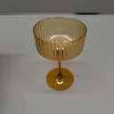 12 PCS Ribbed Coupe Glasses Amber Plastic Champagne Coupe Cup 10oz Detachable Gold Rim Espresso Martini Glass Vintage Margarita Glassware Cocktail Glass Disposable for Thanksgiving Wedding