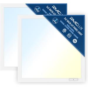 2x2 Backlit LED Panel Light,5 Wattage 20W/25W/30W/35W/40W-Up to 6000Lumens,4 CCT Tunable 3000K/3500K/4000K/5000K,ETL&DLC Certified for Office Commercial Drop Ceiling 2 Pack