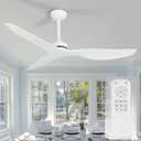 Ceiling Fans without Light,52 Inch Ceiling Fan with Remote Control,3 Reversible Blade,White Ceiling Fan for Bedroom, Living Room,Hallway
