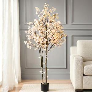 Artificial Cherry Blossom Tree with Lights 6ft Tall, Living Room Decor