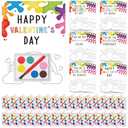 Sabary 32 Pack Valentines Day Gifts for Kids Valentines Watercolor Paint Set with Gift Cards Mini Paint Sets with Adhesive Dots for Class Exchange Prizes Party Favors for Preschool Classroom School