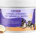 HICC PET Wrinkle Wipes, Vet-Recommended Dog Wipes Cleaning Deodorizing, Soothes Redness & Odor, Prevents Infections, Tear Stain Remover, Gentle for French Bulldogs, Pugs, English Bulldogs (100 Counts)