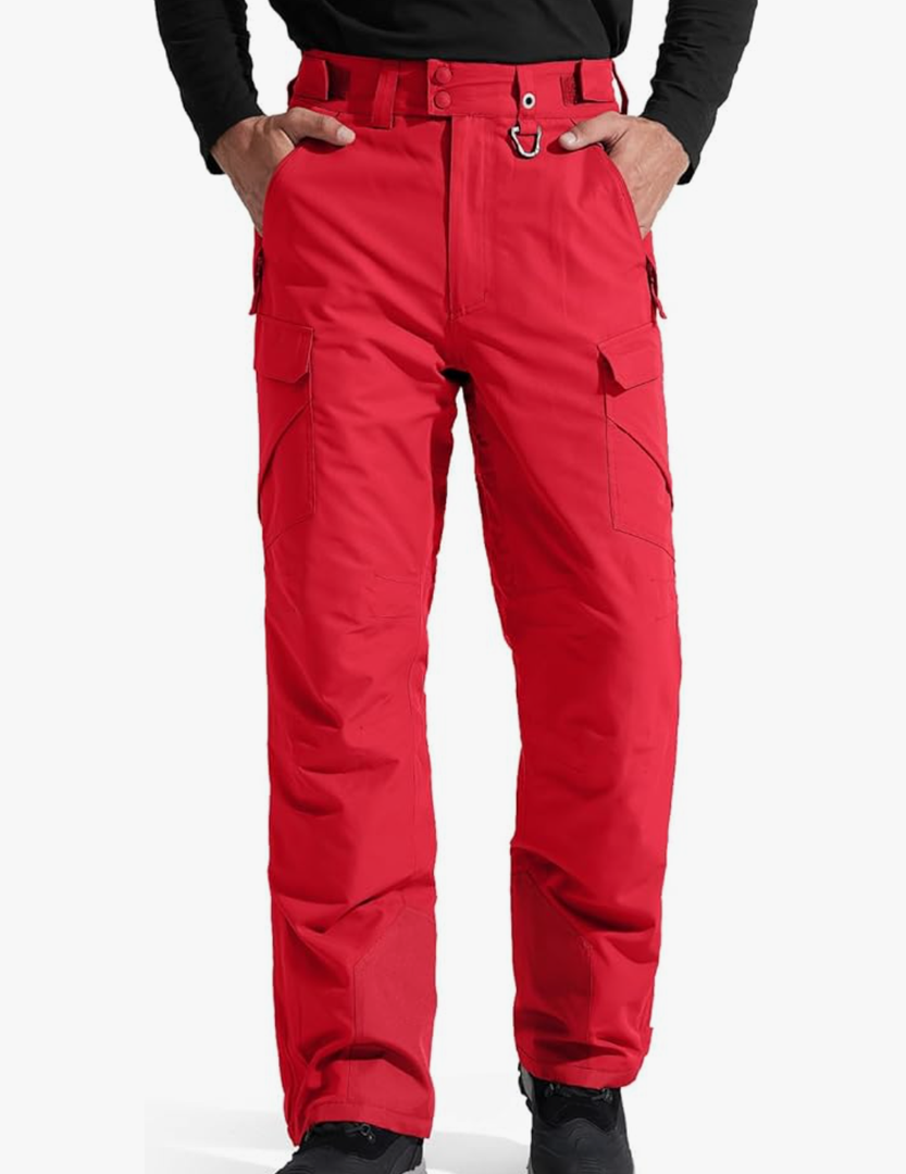 FREE SOLDIER Men's Waterproof Snow Insulated Pants Winter Skiing Snowboarding Pants with Zipper Pockets, Size XL