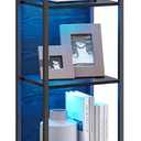 VASAGLE 6-Tier LED Bookshelf, Display Shelf with Dimmable Lights, LED Bookcase with Steel Frame, 11.9 x 15.7 x 70.3 Inches, for Living Room, Bedroom, Office, Black with Wood Grain ULLS121B56