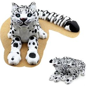 3D Printed Creature Flexible Animals - 8 Inches Fidget Animal for Desk Dcor (Snow Leopard)
