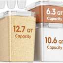 Flour Sugar Storage Containers Set of 3(12L/403oz)(10L/336oz) (6L/201oz),Clear Extra Large Food Storage Containers with Lids for Cereal,Flour,Sugar,Rice,BPA Free & Airtight Kitchen Pantry Organization