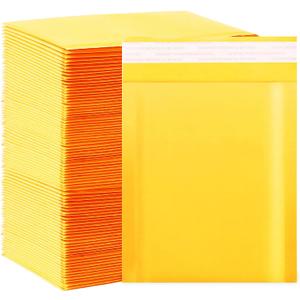 DaSen Kraft bubble mailers 6x9 Inch 100 Pack,Self-Sealing Paper Envelopes for Packaging,Strong Adhesion Envelope Mailers, Small Waterproof Cushioned Padded Shipping Bags Yellow #0
