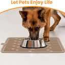 Ptlom Pet Placemat for Dog and Cat, Anti-Slip Waterproof Dogs Feeding Mat Prevent Food and Water Overflow, Bowl Mats Suitable for Medium and Small Pets, Taupe, Silicone