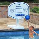 Pool Basketball Hoop, 34"x34"x42.2" Oversized Pool Toys with 2 Balls/Nets/Pump for Poolside Water Basketball Game, Pool Basketball Goal for Inround Pool & Deck - Swimming Pool Games for Kids Adults