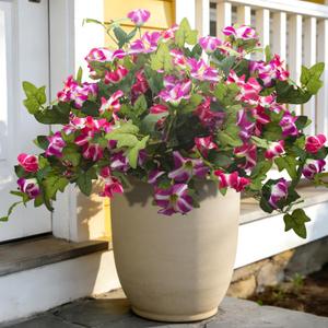 Grunyia Artificial UV Resistant Flowers Outdoor Faux Silk Fake Plants - Realistic All-Weather Fade-Proof Blooms for Garden Porch Patio Balcony Window Box Indoor Home Decor (Rose)