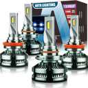 Fits for 2007-2015 Chevy Silverado 1500 2500 3500HD High/Low Dual Beam Fog Light Bulbs Accessories,6000K White 40000LM,2007 2008 2009 2010 2011 2012 2013 2014 2015 silverado Lights Bulb,Pack of 4