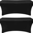 Eurmax USA Rectangular Fitted Spandex Table Covers 6ft Tablecloth Wedding Event Patio Table Decorations Stretch Table Cover for 6ft Folding Table (Black, 2 Pack)
