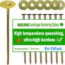 33pack 8 inch Landscape Anchoring Stakes Artificial Turf Stakes Synthetic Grass Landscape High Temperature Quenching Used for Garden Lawn Yard,Paver Edging,Weed Barrier,Artificial Turf
