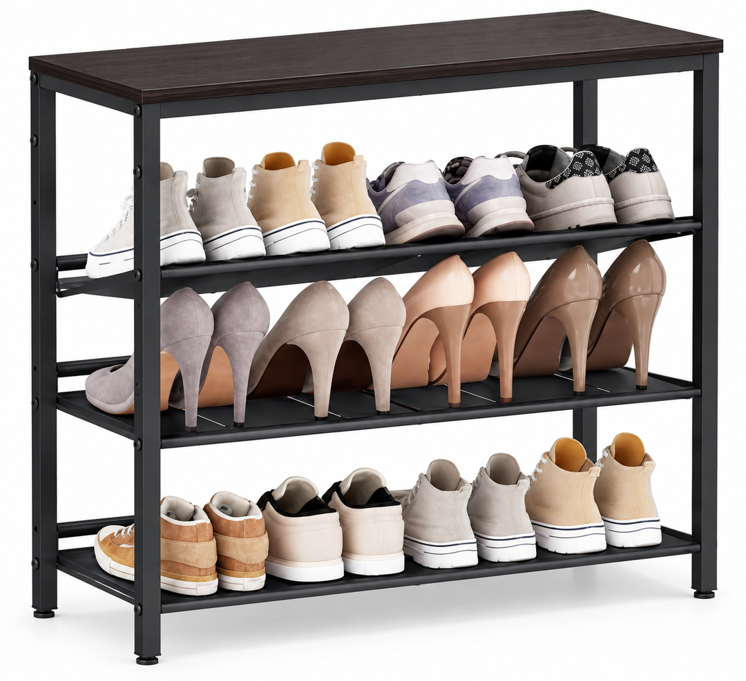 Shoe Rack, 4-Tier Slanted Shoe Storage Shelf