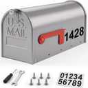 Mailbox for Outside,Metal Post Mount Outdoor MailBoxes - with Tools,Screws,Number Stickers,Red Flag Indicated,Medium Capacity,Galvanized Steel,Waterproof Mail Box for House Outside,20 x 8.7 x 6.7 ”