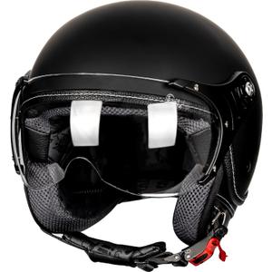 3/4 Motorcycle Helmets Retro Open Face Vespa Scooters Helmet with Clear Visor for Men and Women- DOT Approved (Medium, Matte Black)