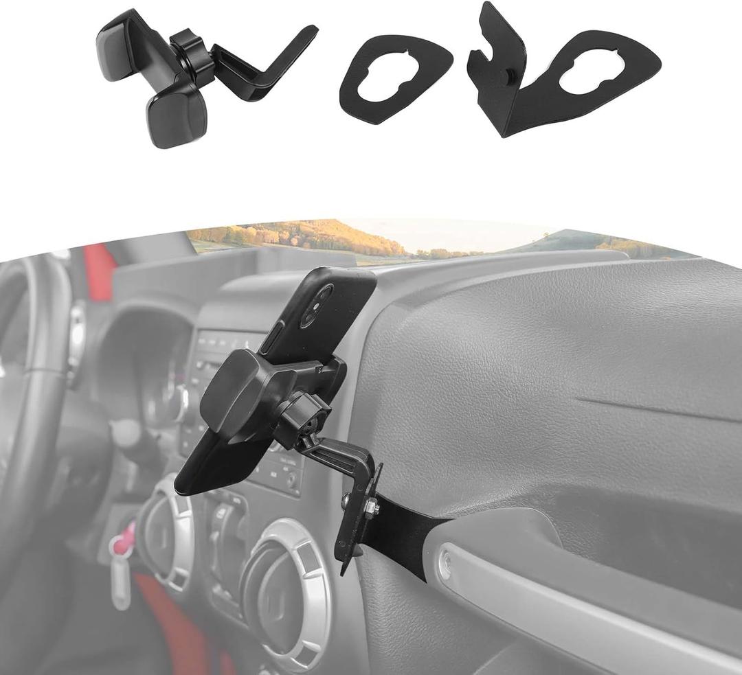 RT-TCZ for Wrangler JK Radio Mic Mount Holder, Passenger Grab Bar Walkie Talkie Phone Mount for Jeep Wrangler JK JKU 2011 2012 2013 2014 2015 2016 2017