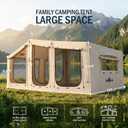 Inflatable Tent for Camping,16.4'x7'x7' Blow Up Tent 8-12 Person,3 Room Tent with Divided Curtain,Hot Tent with Stove Jack, Inflatable House with Pump, Quick Setup Air Glamping Tent for Family Outdoor