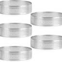 FANGSUN Tart Ring, Perforated Tart Rings for Baking, Stainless Steel Nonstick Round Cake Ring, Metal Pastry Mold for French Dessert, Small Fruit Tarte Crust, Circle Tartlet, 3 Inch, Gift Package