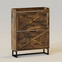 Shoe Storage Cabinet Freestanding Organizer, Rustic Brown