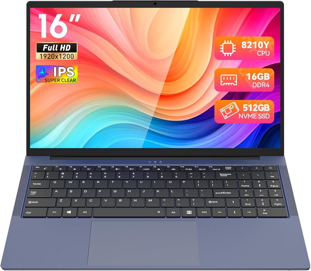 16-inch Laptop  i5-8210Y Processor, 16GB RAM, 512GB SSD, RJ45 Ethernet Port, Type-C Port, Win 11 Operating System, Full HD Display, HDMI Port, WiFi, Backlit Keyboard