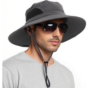 EINSKEY Wide Brim Sun Hat, UPF 50+ UV Protection Waterproof Packable Bucket Hat for Men & Women, Fishing Hiking Beach Garden (One Size, 01 Dark Grey)