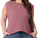 OLRIK Plus Size Tank Tops for Women Cap Sleeve Soft Stretch Summer Blouses Casual Basic Tee with Underarm Coverage (Pink, 4X)
