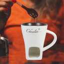 Garneck 2 Sets Chocolate Fondue Mugs: Ceramic Personal Melting Pot for Hot Chocolate Cheese Caramel Butter Porcelain Multifunctional Fondue Crucible Ideal Birthday & Wedding Gift for Family Friends