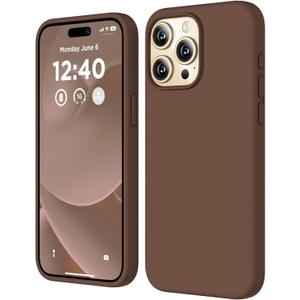 Compatible with iPhone 15 Pro Case, Liquid Silicone Case, Full Body Shockproof Protective Cover Slim Thin Phone Case with [Soft Anti-Scratch Microfiber Lining], 6.1 inch-Chocolate