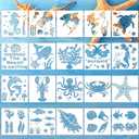3 x YEAJON 20 Pieces Sea Ocean Creatures Stencils Reusable Sea Animal Stencil for Painting on Wood, Wall, Fabric, Signs, Home Decor, Pillows, DIY Art Scrapbook Projects(6 x 6 inch)