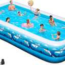 Extra Large Inflatable Pool for Adults, 158"x74"x22" Big Family Size Blow Up Pools with Pump, Portable Soft Thickened Inflatable Swimming Pool for Outdoor Backyard Garden Summer Water Party