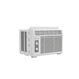 Amazon Basics 5000-BTU Window Air Conditioner with Quiet Operation, Up to 150 Sqf, Cool and Fan Functions, Washable Filter, Adjustable Window Kit, Intuitive Mechanical Controls, for Small Room, White