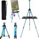 Art Easel Aluminum Alloy Portable Extendable Easel with Hand Crank Adjustable to 61.8 '' Drawing Board Holder, Compass, Level and Storage Bag -for Artists, Painters, Sketching, Outdoor Painting