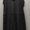 ETCYY NEW Womens Cap Sleeve Summer Dress Crew Neck Tie Front A-Line Dresses Double Layer Hem Mini Dress (Medium, Black)