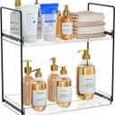 Bathroom Countertop Organizer, 2 Tier Acrylic Tray Vanity Counter Skincare Organizer Shelf, Home Storage Holder for Lotion Makeup Cosmetics Perfume Spice, Black+Clear