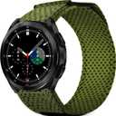 Soft Cloth Loop Wide Bands Compatible with Samsung Galaxy Watch 3 45mm Band/Galaxy Watch 46mm/Gear S3 Frontier, 22mm Sport Smart Watch Bands Adjustable Quick Release Straps for Women Men. (Green)