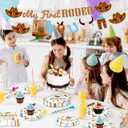 My First Rodeo Decorations Boy 63 PCS Cowboy Birthday Party Decoration Set Blue Brown Party Decor Supplies with Banners Paper Dinner Dessert Plates Napkins Tablecloth Tableware