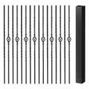 Sidasu 30-Pack Iron Balusters for Staircase Interior, Basket & Twist Design | 44" x 1/2" Square Hollow Profile, Straight Square Ends, Black Powder-Coated Finish, Easy to Cut, for Railing Renovations