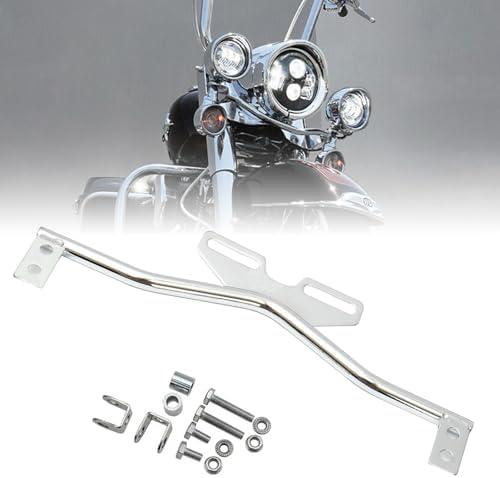 SKTYANTS Motorcycle Light Bracket Bar Driving Spot Fog Passing Turn Signal Light Bracket Mount Bar Light Holder Clamp Compatible with Dyna Super Glide Road Honda Suzuki Yamaha Kawasaki（Chrome）
