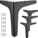 4 Pcs 5 Inch Metal Furniture Legs, Modern Style Furniture Sofa Legs Metal Matte Black Triangle Feet for Table Cupboard Sofa Couch Chair DIY Replacement Feet - with Rubber Floor Protectors