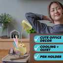 6 x Cute Yellow Duck Desk Fan with Pen Holder Animal Fan, Duck Decor for Office, Funny Accessories, Small USB Fan, Unique Teacher Gift, Coworker Gift, Novelty Decor